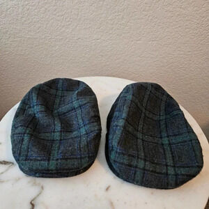 Lot of two boys blue green plaid newsboy hats